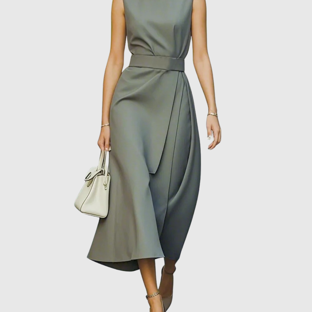 Zofia - Elegancka Sukienka z Okrągłym Dekoltem