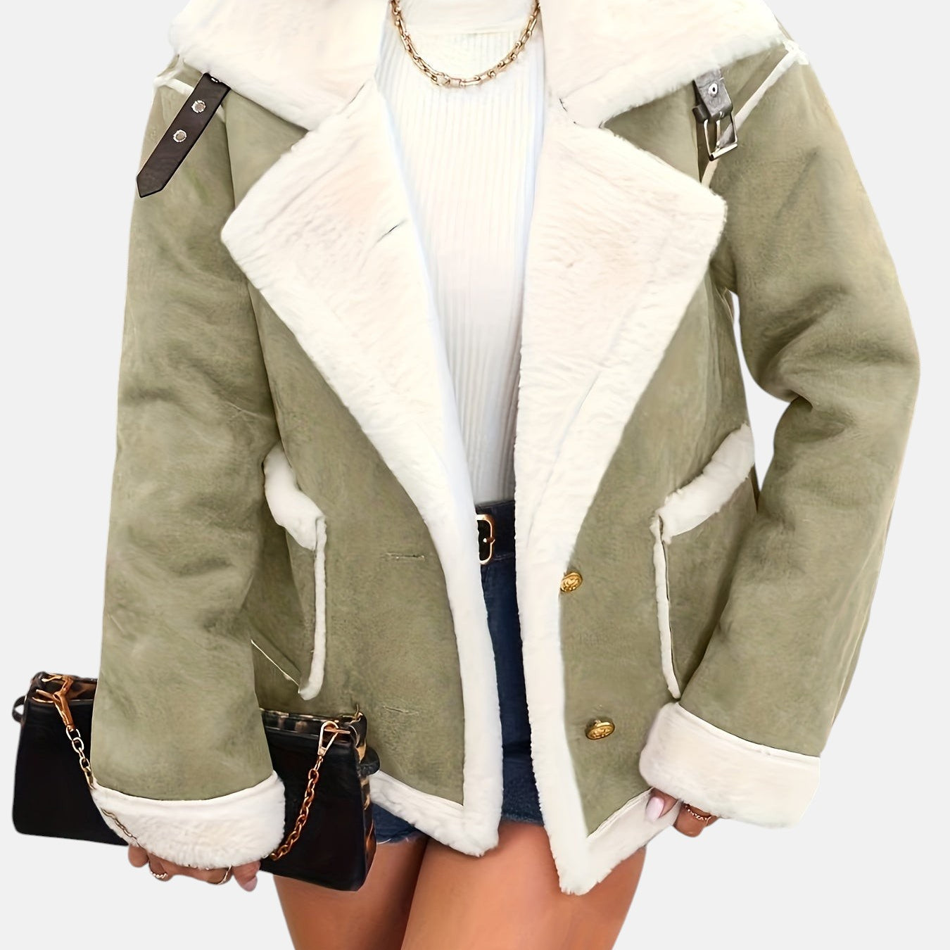 Małgorzata - Kurtka Zimowa Wyłożona Sztucznym Futrem