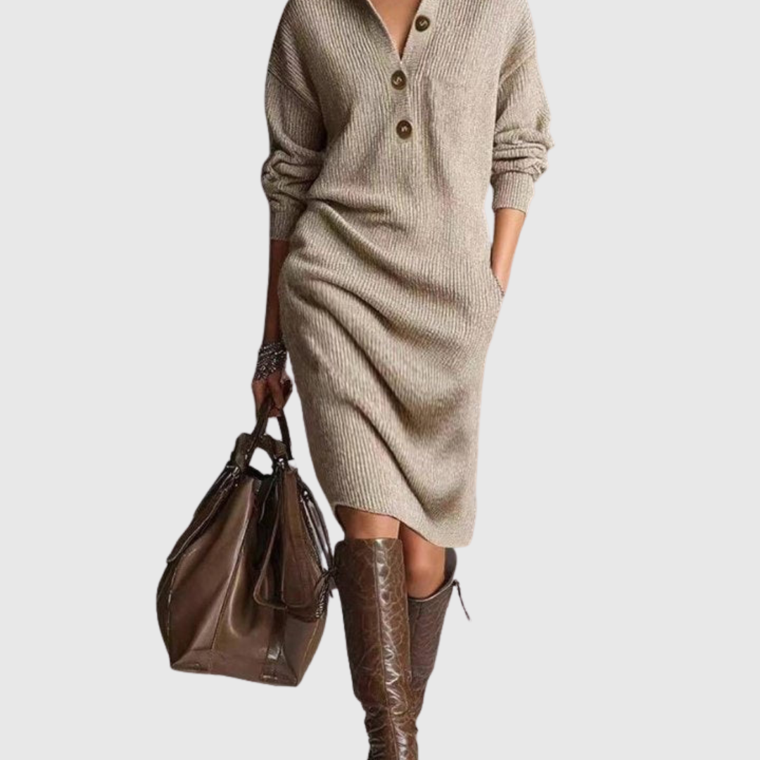 Amelia - Midi Sukienka Z Wełny Czystej na Zimę