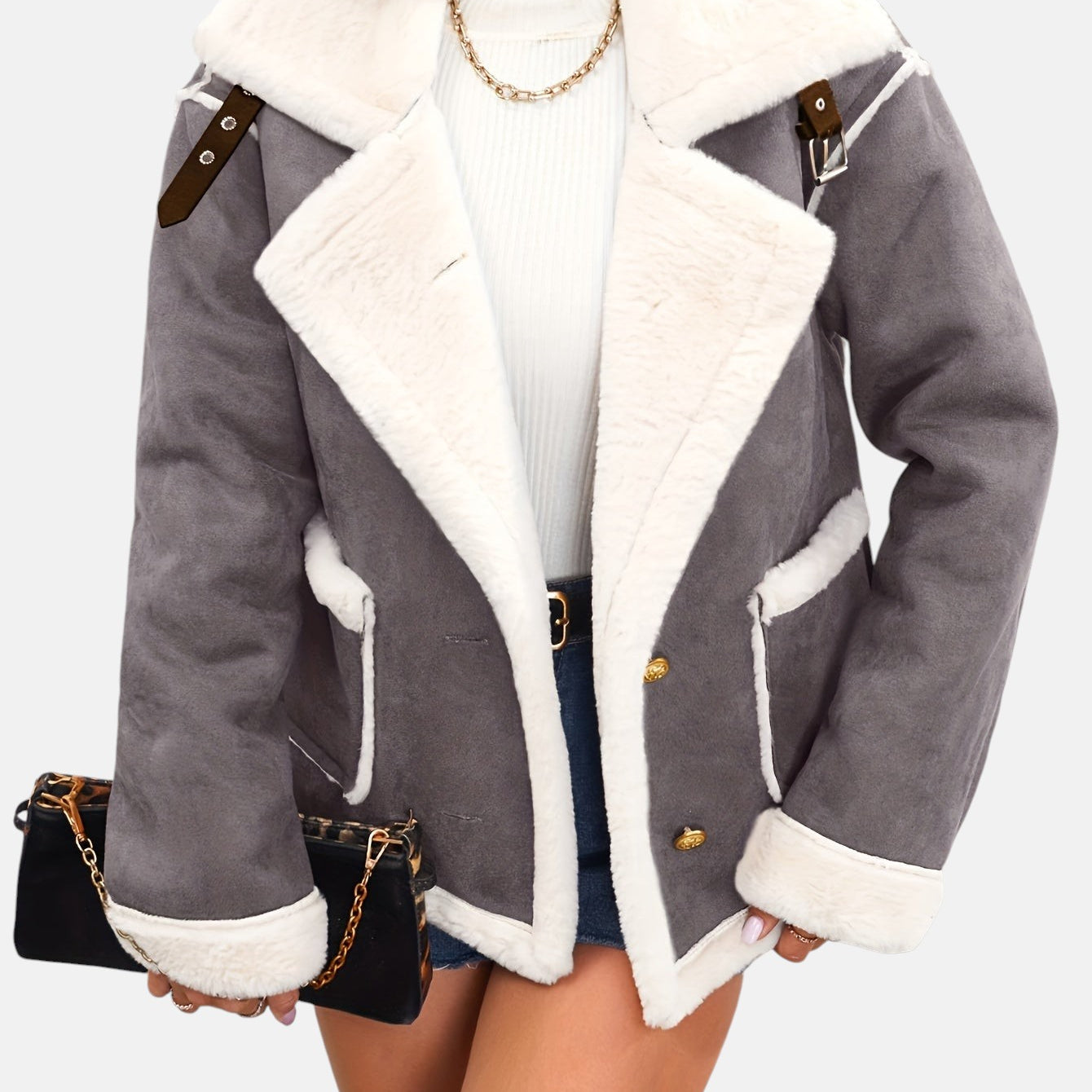 Małgorzata - Kurtka Zimowa Wyłożona Sztucznym Futrem