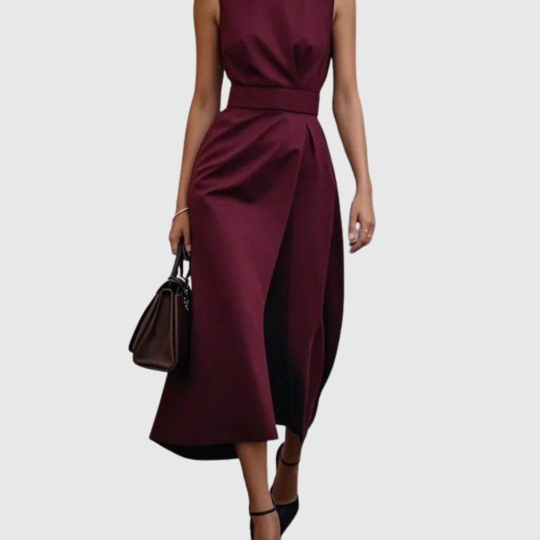 Zofia - Elegancka Sukienka z Okrągłym Dekoltem