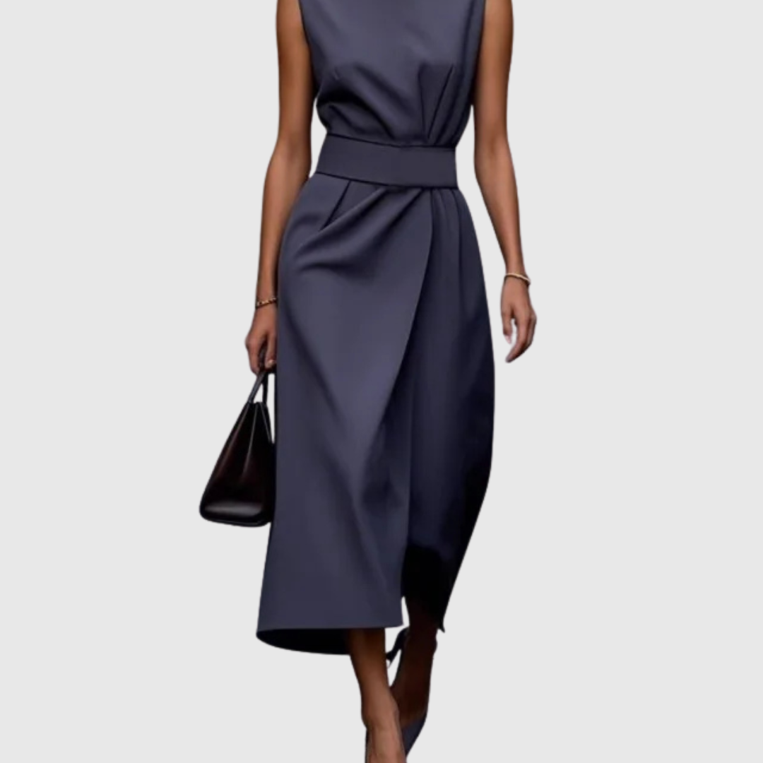 Zofia - Elegancka Sukienka z Okrągłym Dekoltem