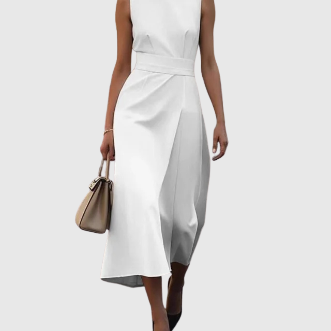 Zofia - Elegancka Sukienka z Okrągłym Dekoltem