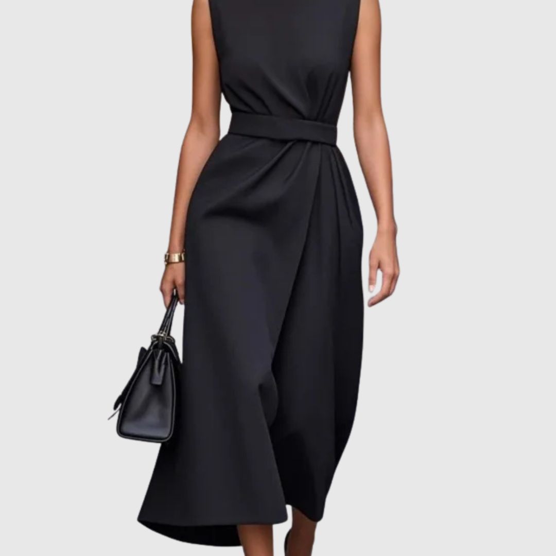 Zofia - Elegancka Sukienka z Okrągłym Dekoltem