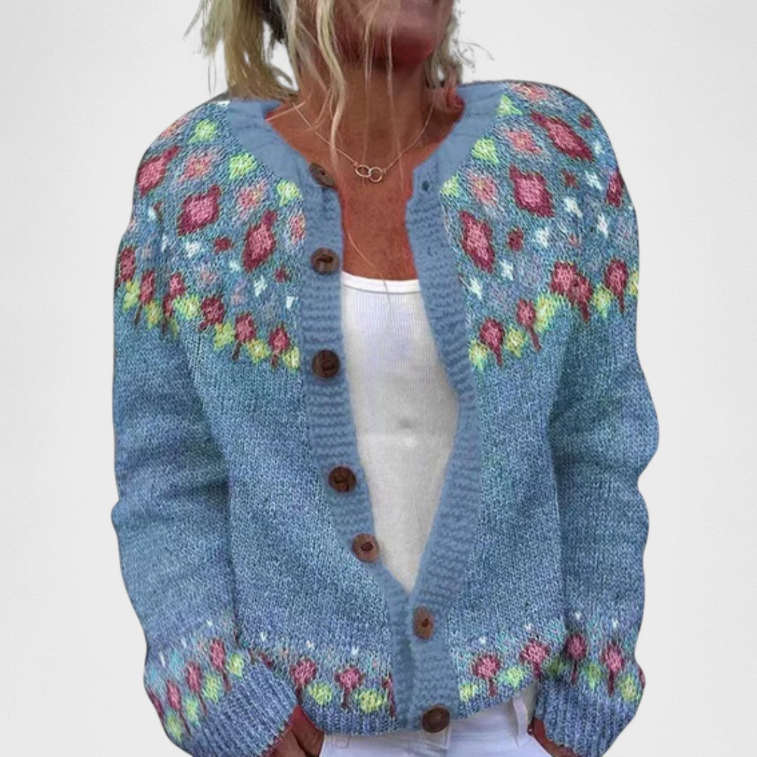 Patrycja - Kardigan z szerokim splotem w elegancki wzór