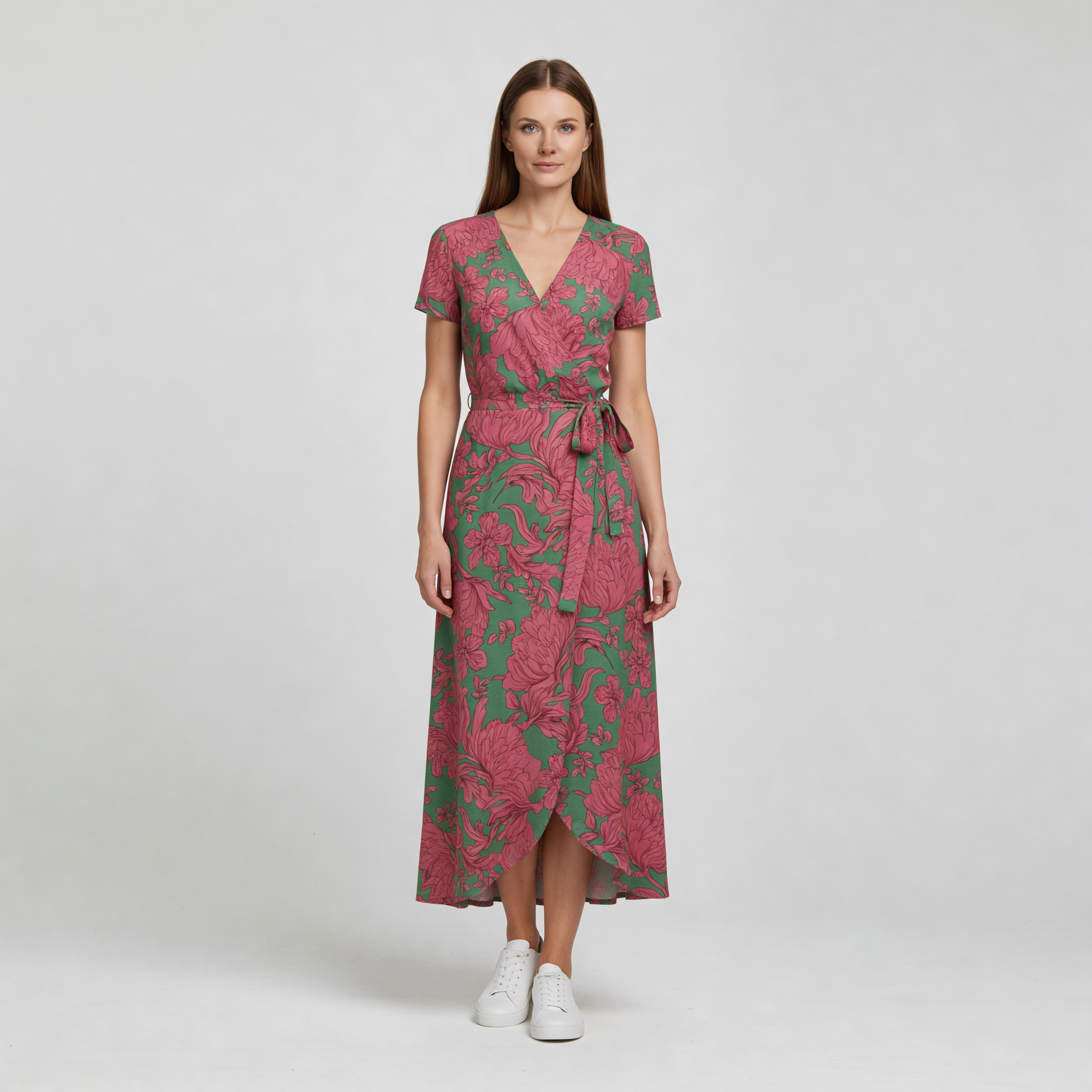 Julia - Elegancka Sukienka z Dekoltem w Serek i Modelującym Krojem