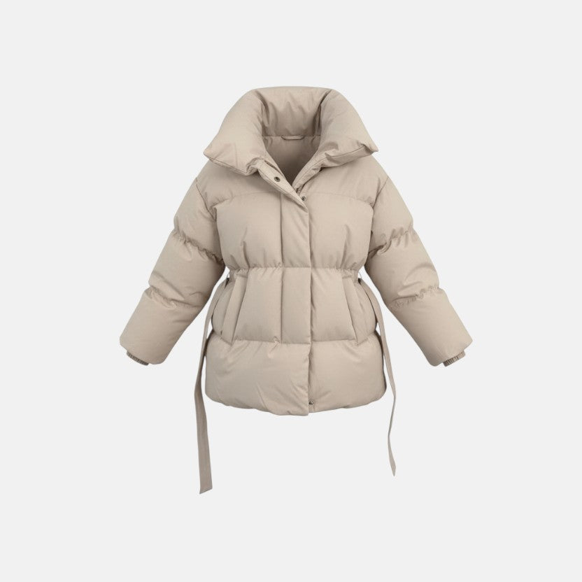 Magdalena - Pikowana krótka kurtka z paskiem w talii