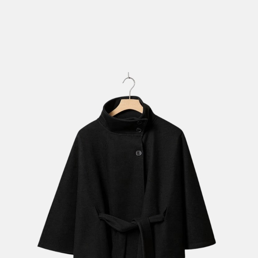 Helena - Płaszcz-kapelusz z paskiem w talii i stójką